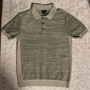 Club Monaco Olive and Beige Polo Shirt - Small